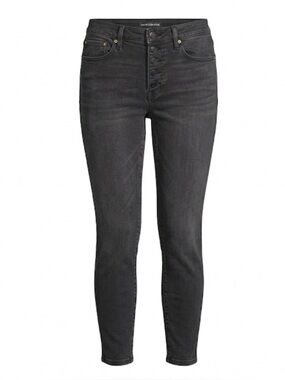 CALVIN KLEIN Button Front Cropped Jeans, Women’s 31, Black